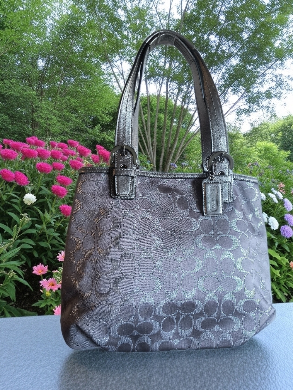 COACH Authentic SOHO METALLIC Signature NS Tote HANDBAG F18910 $348 RETAIL EUC